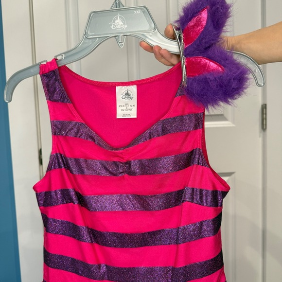 Disney Cheshire Cat Striped Costume Dress Pink Purple Glitter Womens Size XXS - Picture 7 of 10